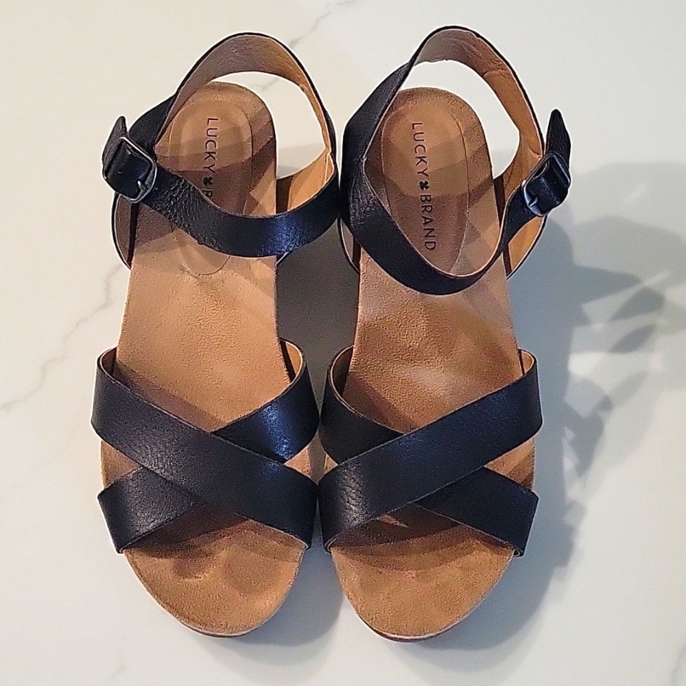 Leather Lucky Brand Sandle with 2 inch Heel